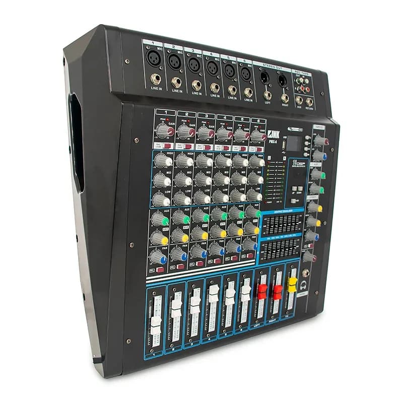 پاورمیکسر 99 افکت 6 کانال فلشخور مدل PROFESSIONAL AUDIO POWERMIXER PMX-6-USB — تصویر ۵