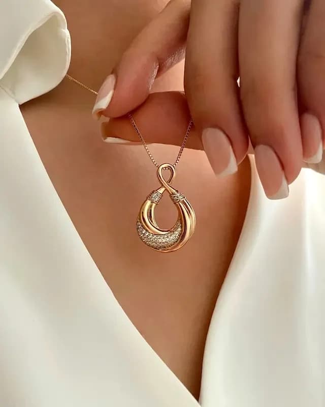 نیم ست موج نگین دار ژوپینگ (با زنجیر) — تصویر ۴