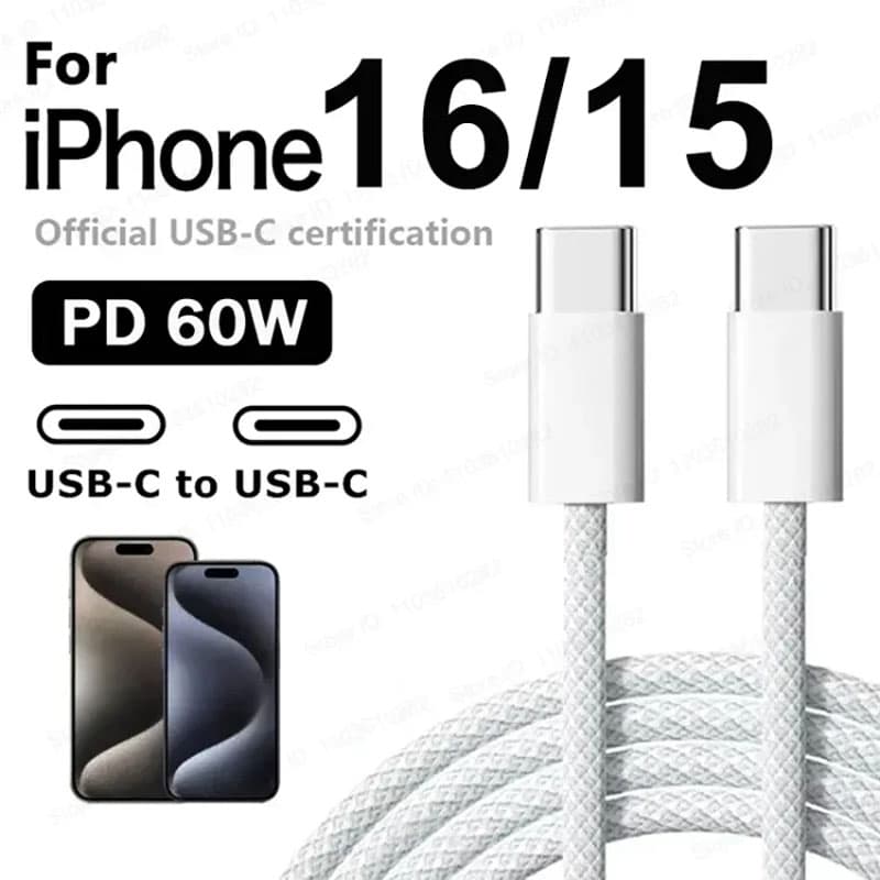 کابل تایپ سی اپل مدل 60W-C طول 1 متر + (گارانتی طلایی) — تصویر ۲