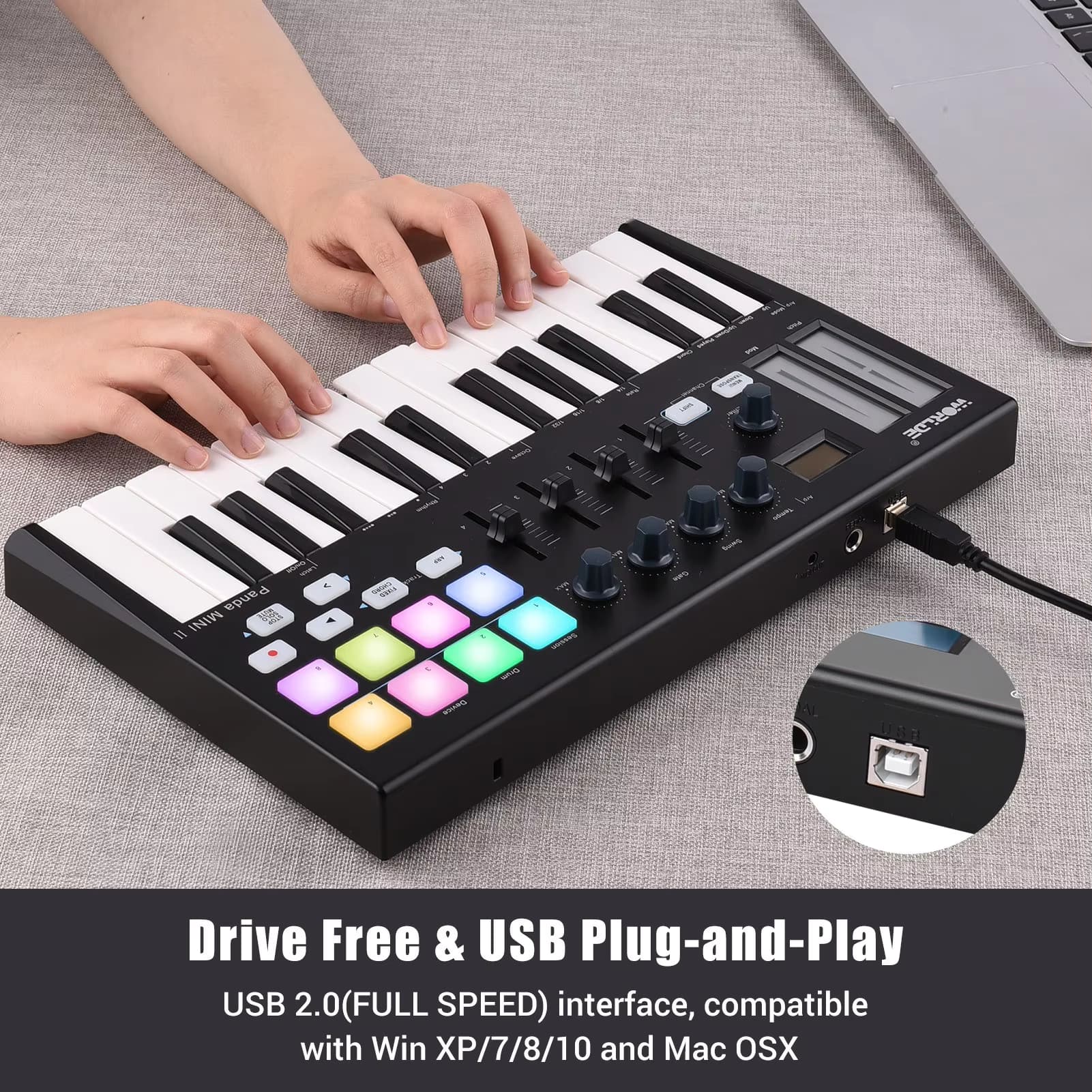 میدی کنترلر مینی مدل پاندا mkII پورتابل WORLDE Panda MINI II Portable 25-Key — تصویر ۴
