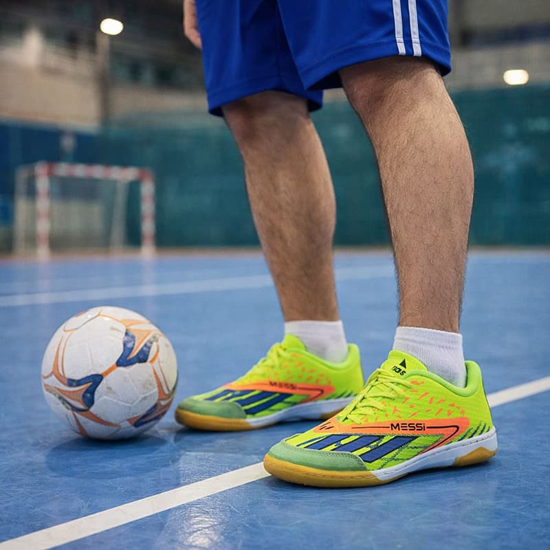 کفش ورزشی سالنی مردانه زیره لاستیک سرپنجه چرم مدل آدیداس(ADIDAS)| فسفری| سایز 40-45| دوردوخت|بندی
