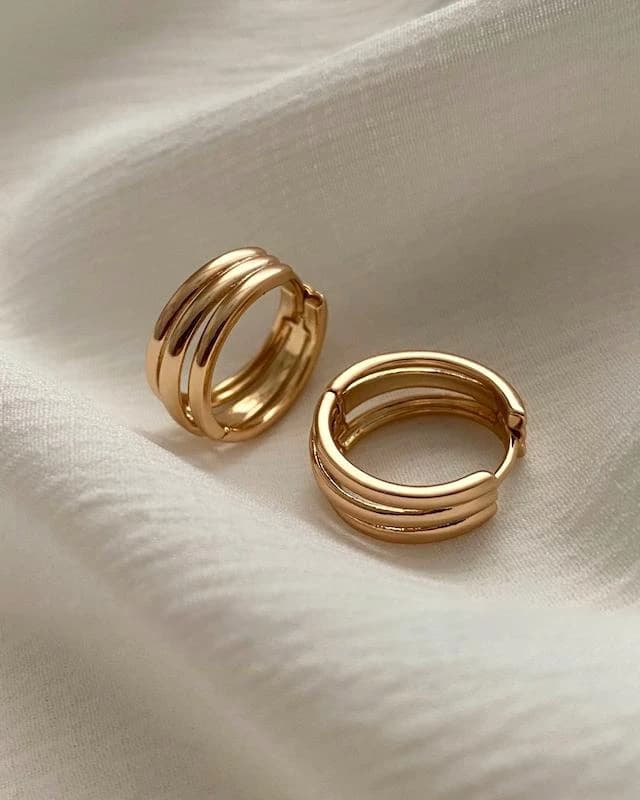 گوشواره حلقه ای سه لاین ژوپینگ — تصویر ۵