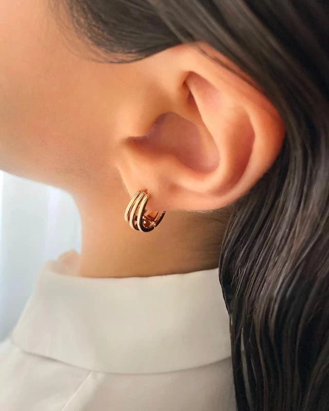 گوشواره حلقه ای سه لاین ژوپینگ — تصویر ۳