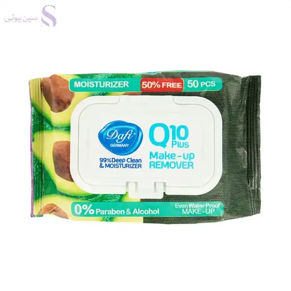 دستمال مرطوب پاک کننده آرایش Q10 عصاره آووکادو دافی