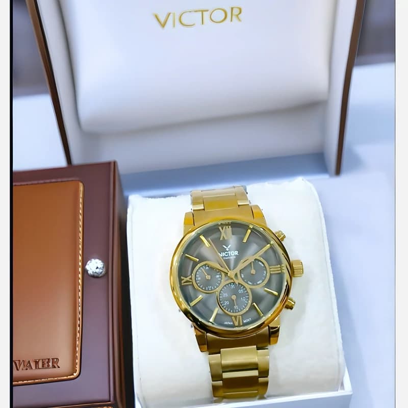 ساعت مچی عقربه ای مردانه VICTOR سه موتوره فعال فول تایم ژاپن مدل V5751-03 موتور میوتا ژاپن