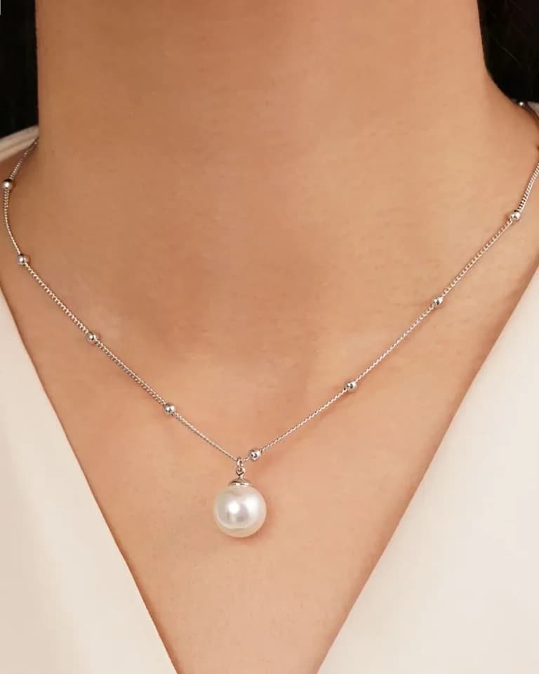گردنبند سیلور گوی و مروارید ژوپینگ