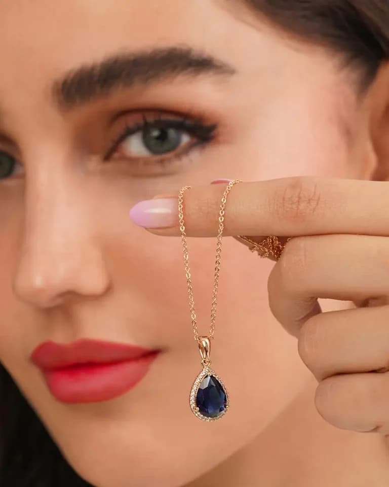 گردنبند اشک سرمه ای ژوپینگ