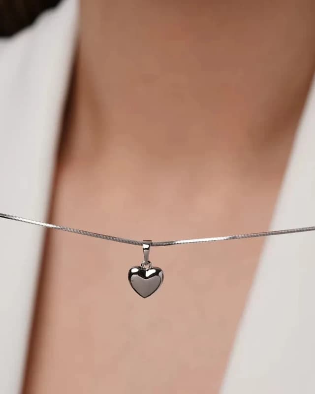گردنبند آینه ای قلب سیلور ژوپینگ