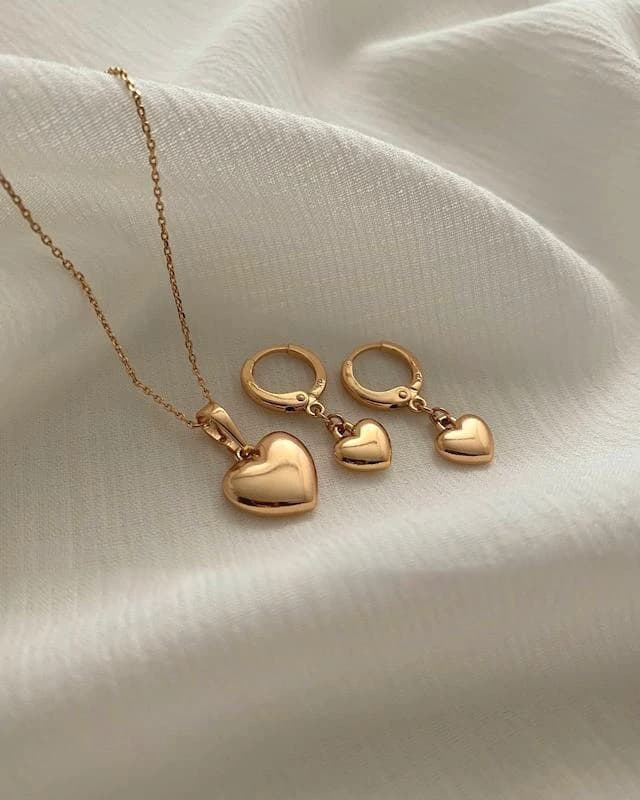 نیم ست ظریف قلب ژوپینگ (با زنجیر)