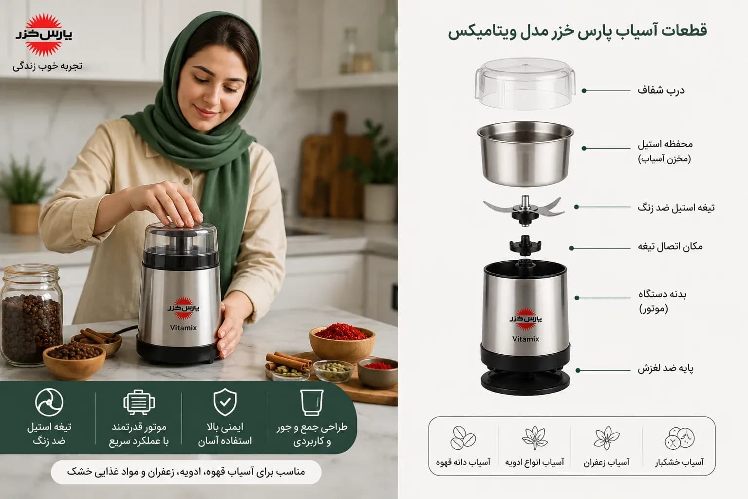 آسیاب پارس خزر مدل ویتامکس — تصویر ۳