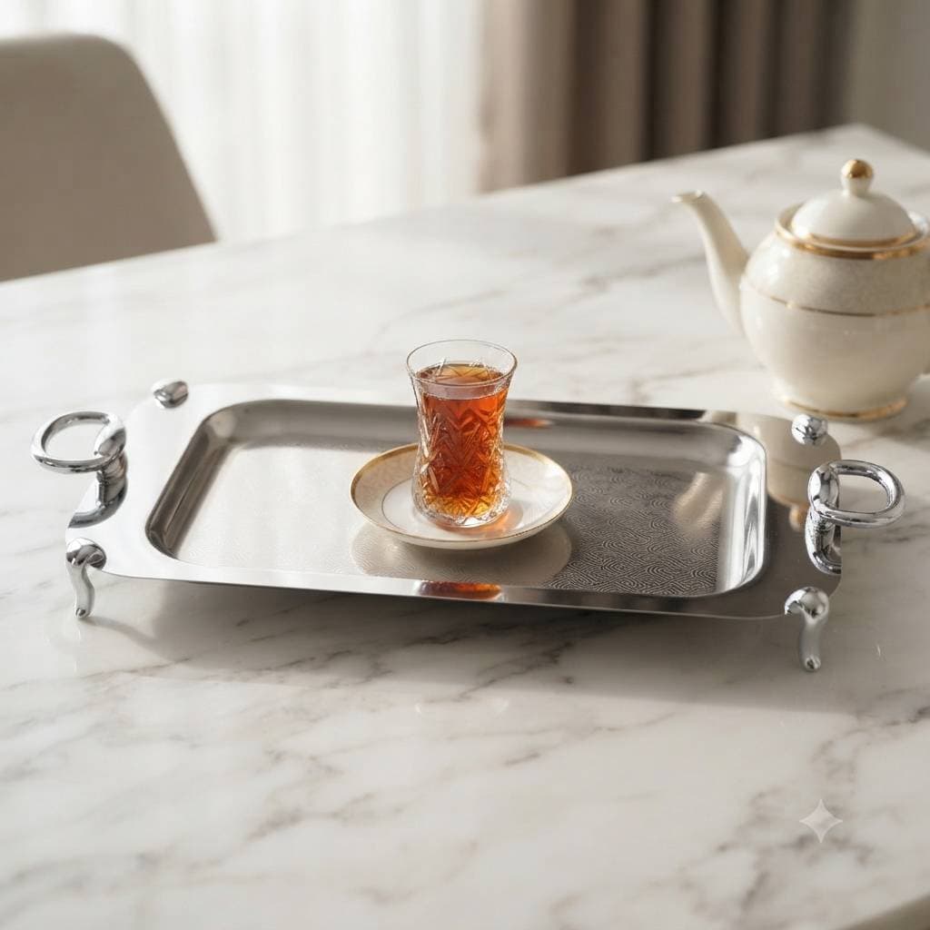 سینی پایه دار مستطیل رامیسا کروم کالکشن روما