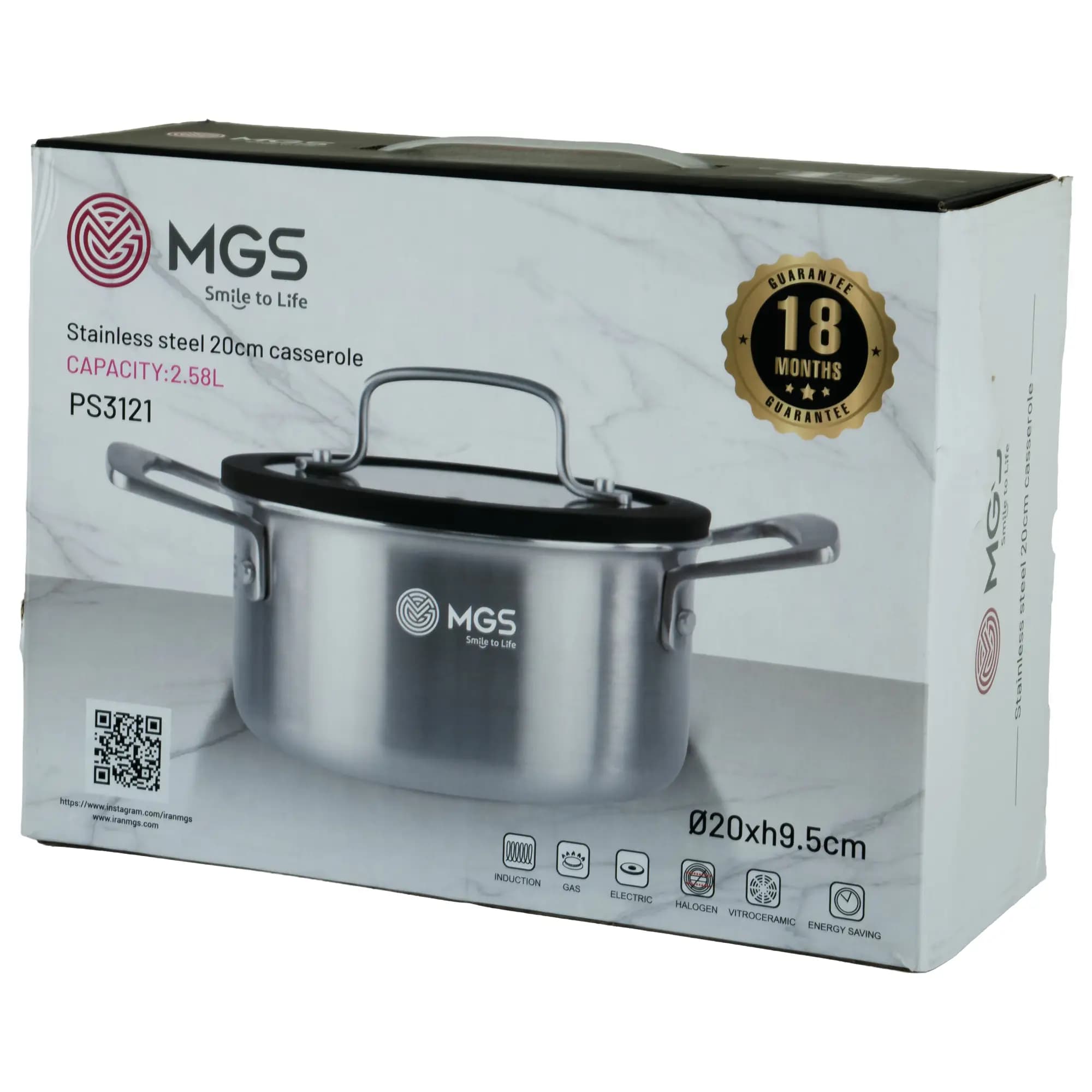 قابلمه سایز 20 استیل MGS مدل 3121 کف لیزری نچسب — تصویر ۲