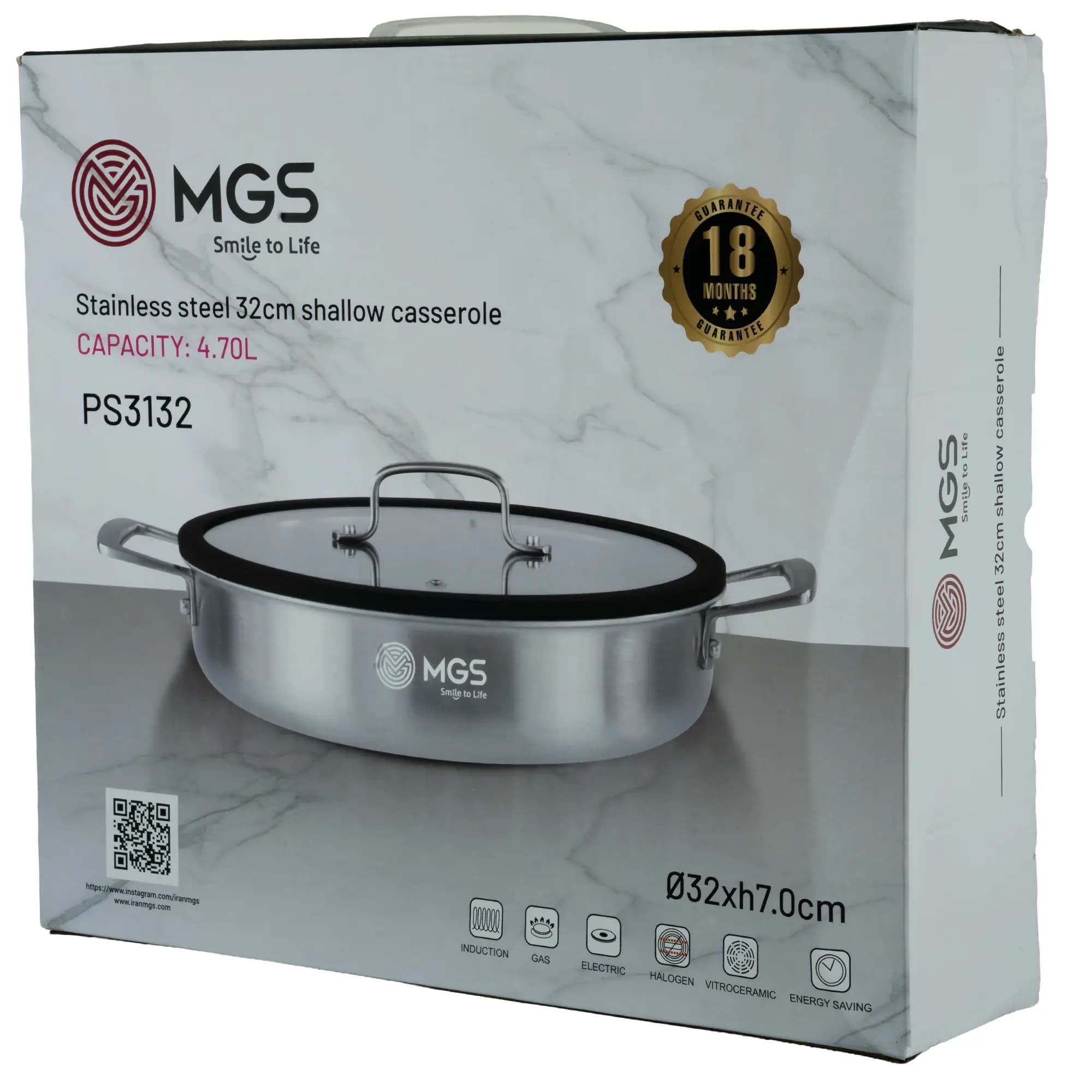 تابه سایز 32 استیل MGS مدل 3132 کف لیزری نچسب — تصویر ۲