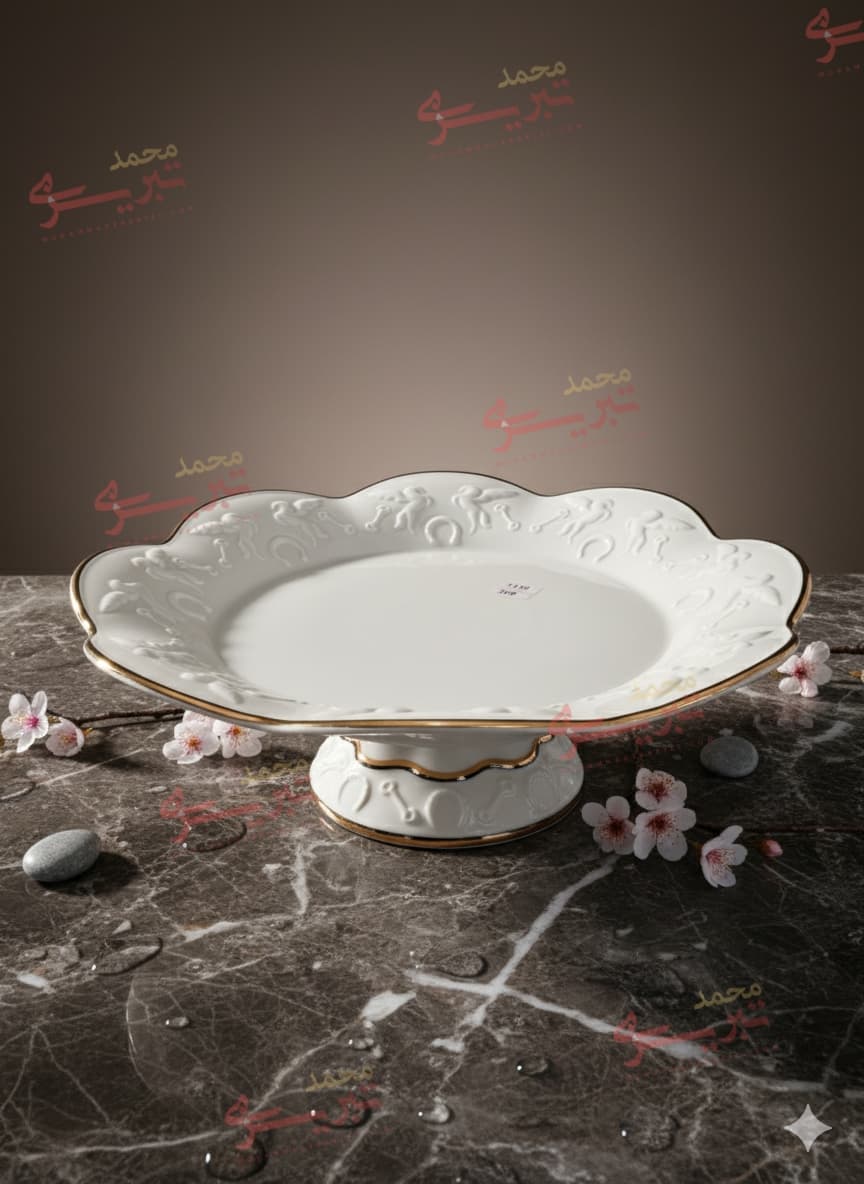 شیرینی خوری متوسط گرد پایه دار خط طلا 310 کاردینال