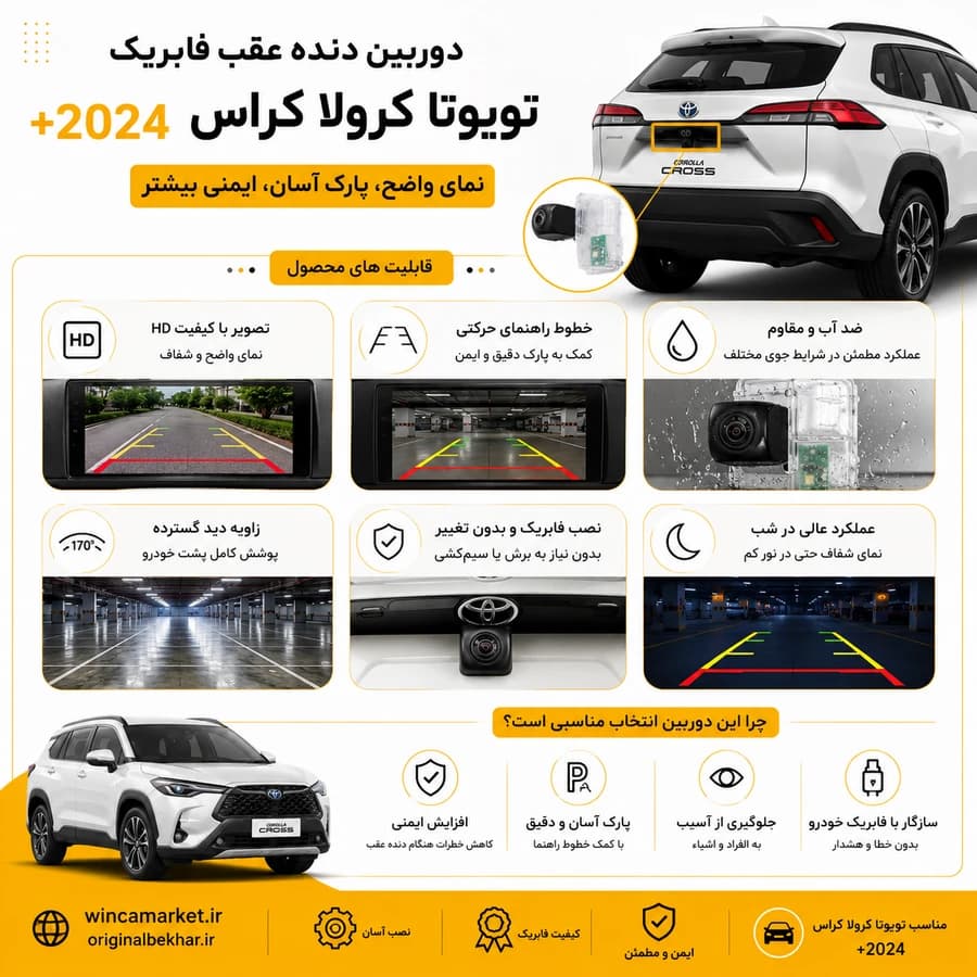 دوربین دنده عقب فابریک تویوتا کرولا کراس ۲۰۲۴ به بالا — تصویر ۳