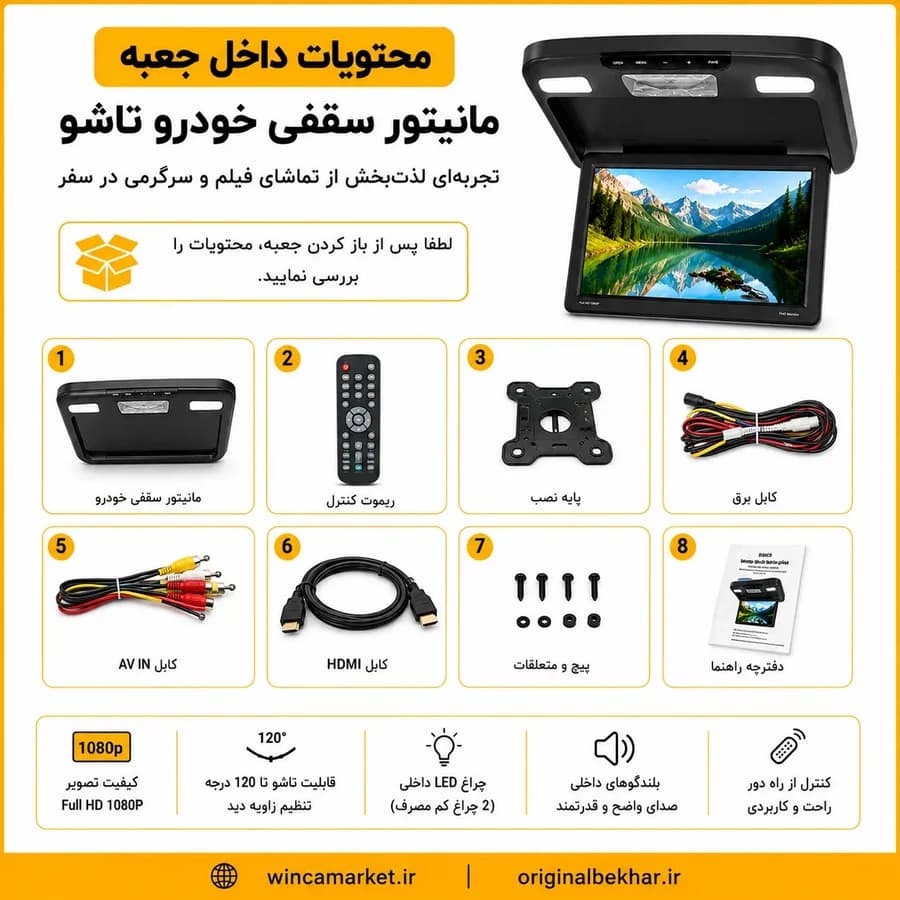 مانیتور سقفی خودرو تاشو — تصویر ۴
