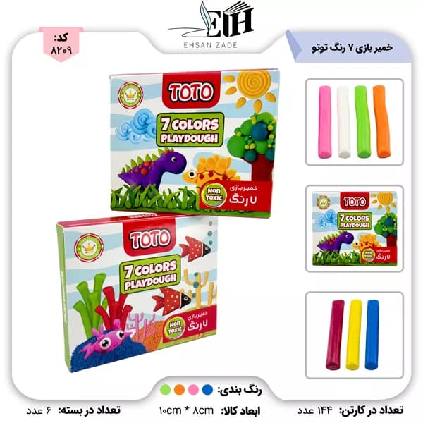 خمیر بازی 7 رنگ مقوایی کد 1101 توتو