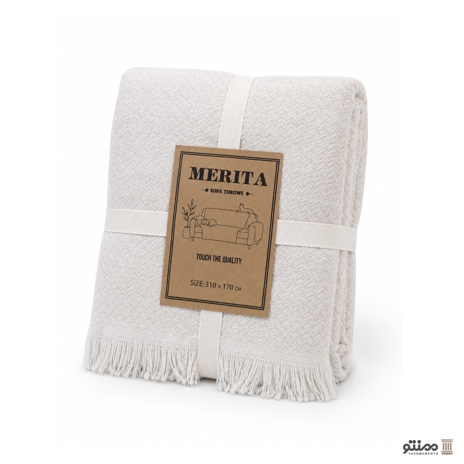 شال مبل نخی مدل merita ریشه دار ضخیم سه نفره 150*300