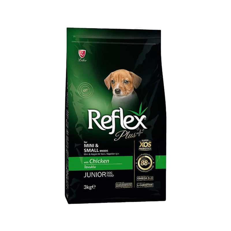 غذای خشک توله‌ سگ Reflex Plus Junior مخصوص نژادهای کوچک و مینی – با طعم مرغ، ۳ کیلوگرم