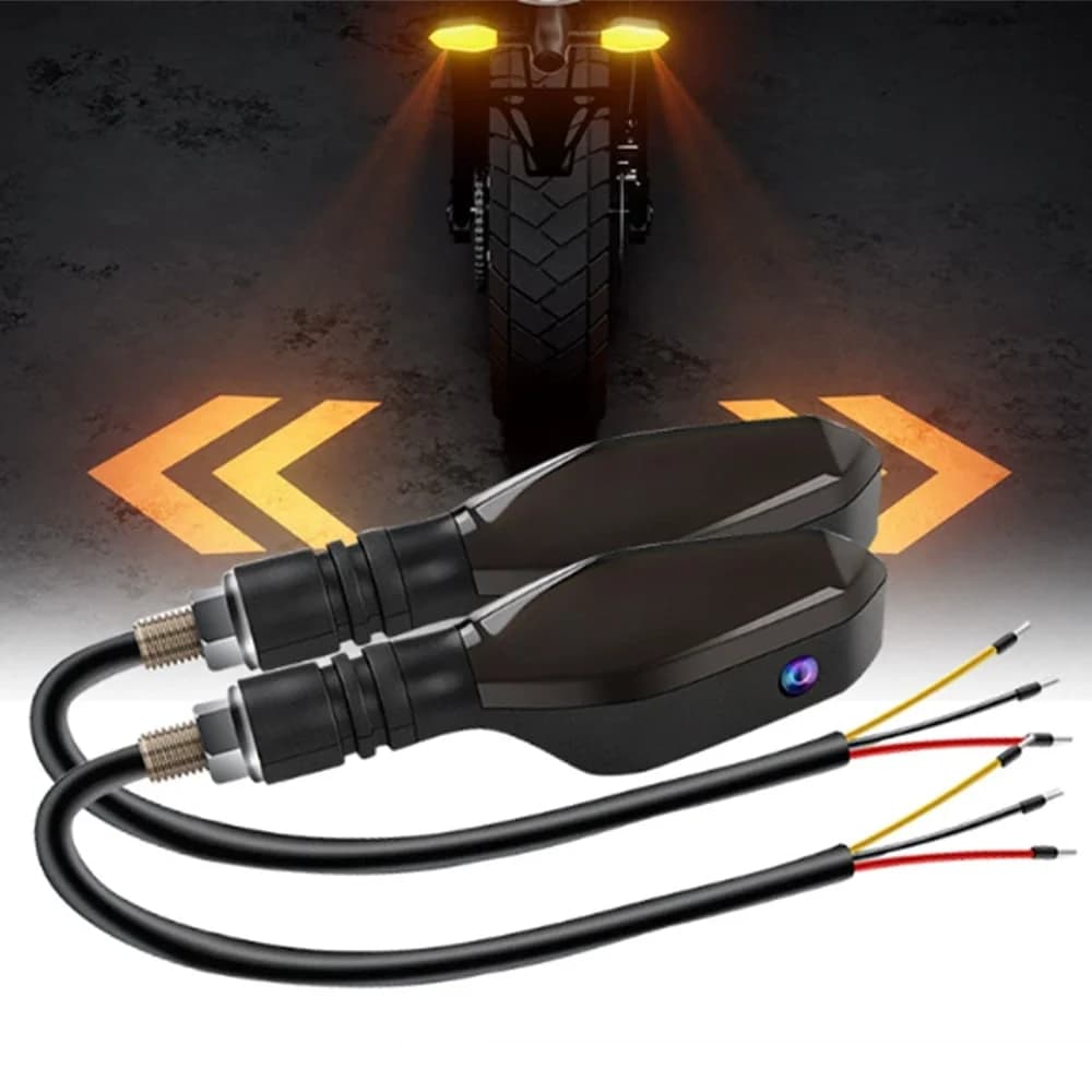 چراغ راهنما موتور سیکلت LED پیکانی مگنتی ۲۷ حالته (پروژکتوری و ضد آب)