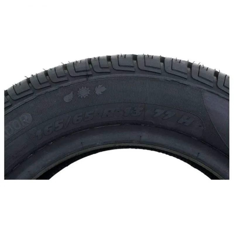 لاستیک خودرو رادیال ایران تایر مدل ADRINA IT16 با کاربری سواری و سایز رینگ 13 اینچ، فاق 65 درصد و پهنای 165 میلی‌متر، شاخص تحمل وزن 77 و شاخص سرعت T (حداکثر سرعت 190 کیلومتر بر ساعت)، ساخت ایران، دارا — تصویر ۱۱