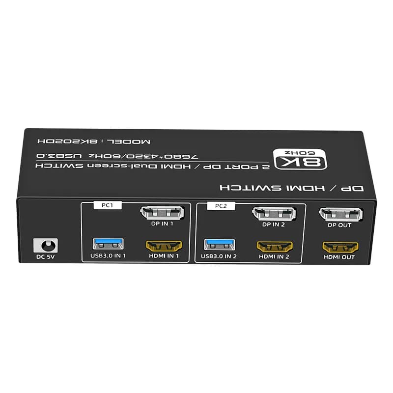 سوییچ KVM دو پورت 8K مدل FJ-8K202DH (ورودی HDMI و DP) مخصوص دو مانیتور همزمان — تصویر ۴
