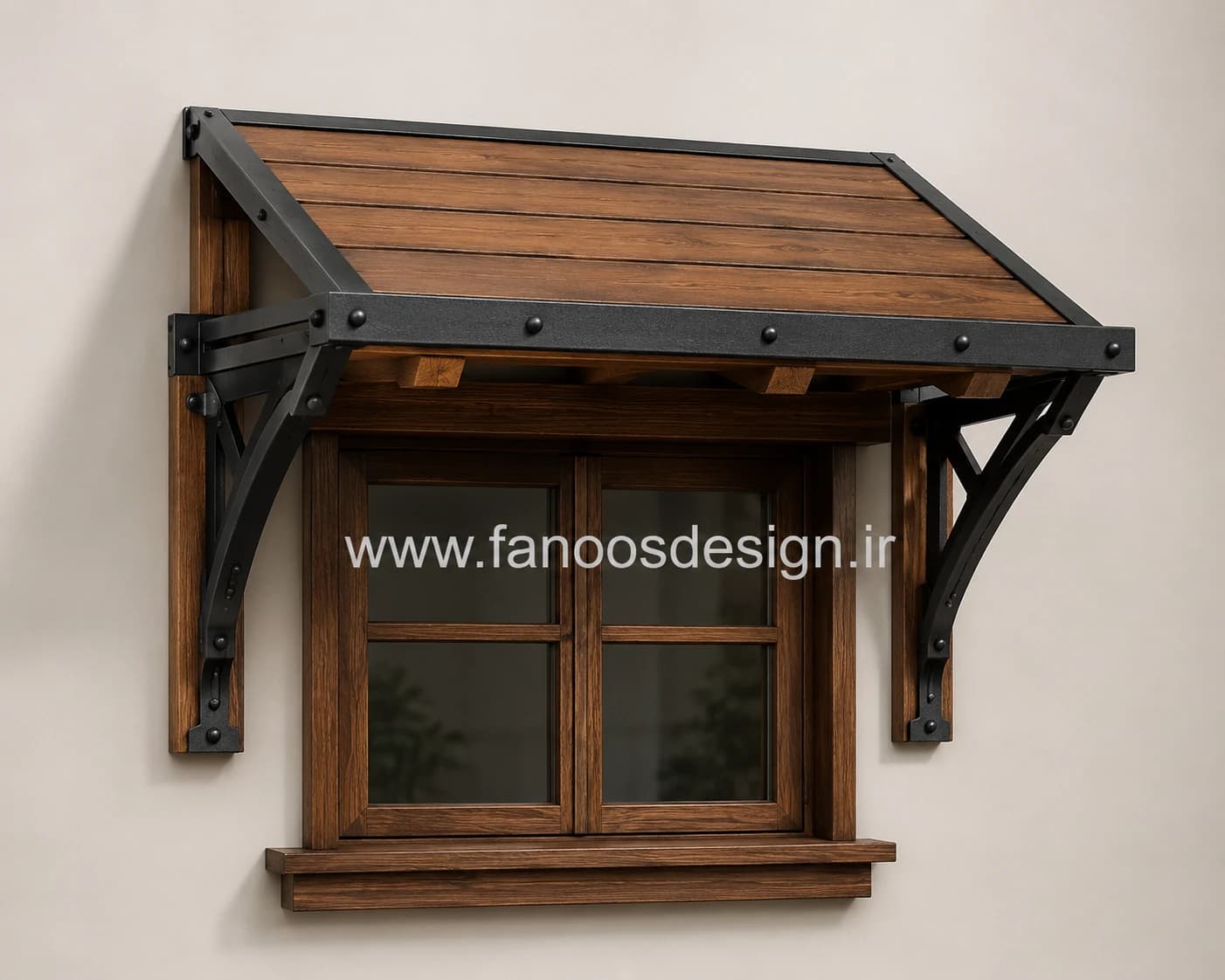 سایبان پنجره چوبی فلزی سبک صنعتی کد 30392