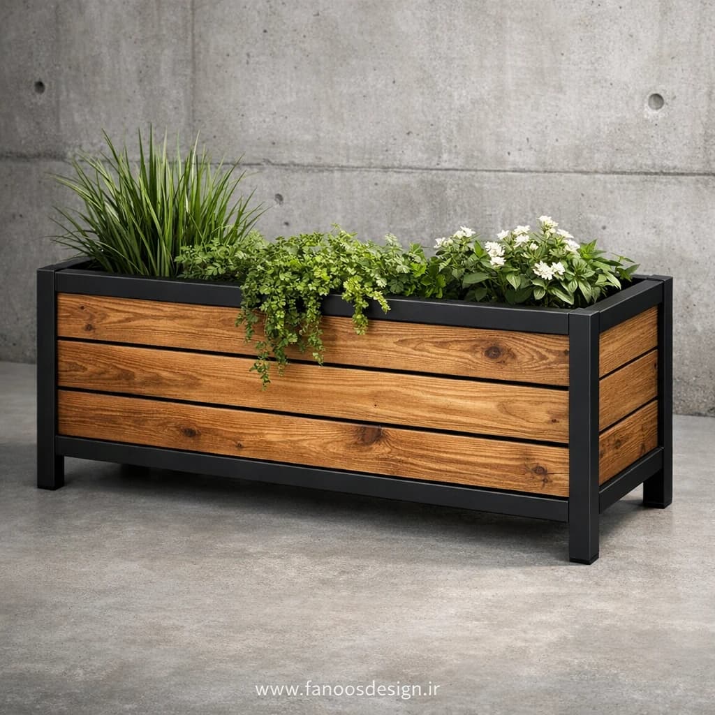 فلاورباکس چوبی سبک صنعتی کد 30386