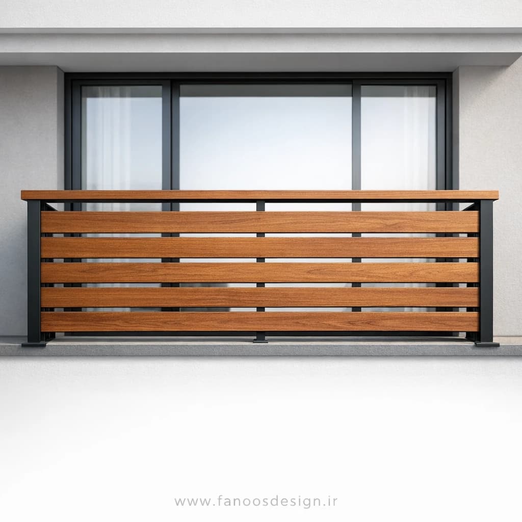 نرده بالکن چوبی مدرن کد 30360