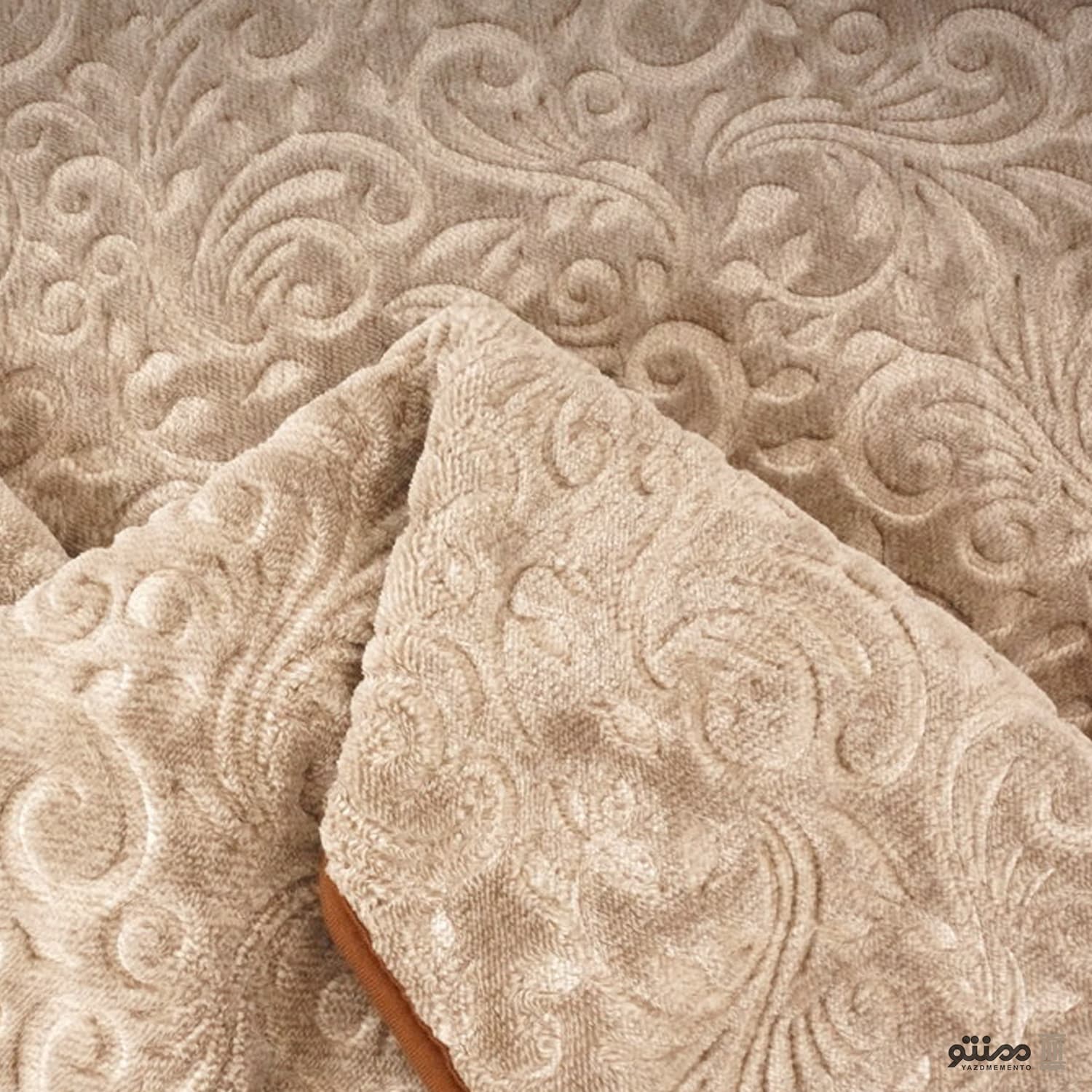 پتو برجسته گلبافت تک رنگ قهوه ای کد 40081 — تصویر ۳