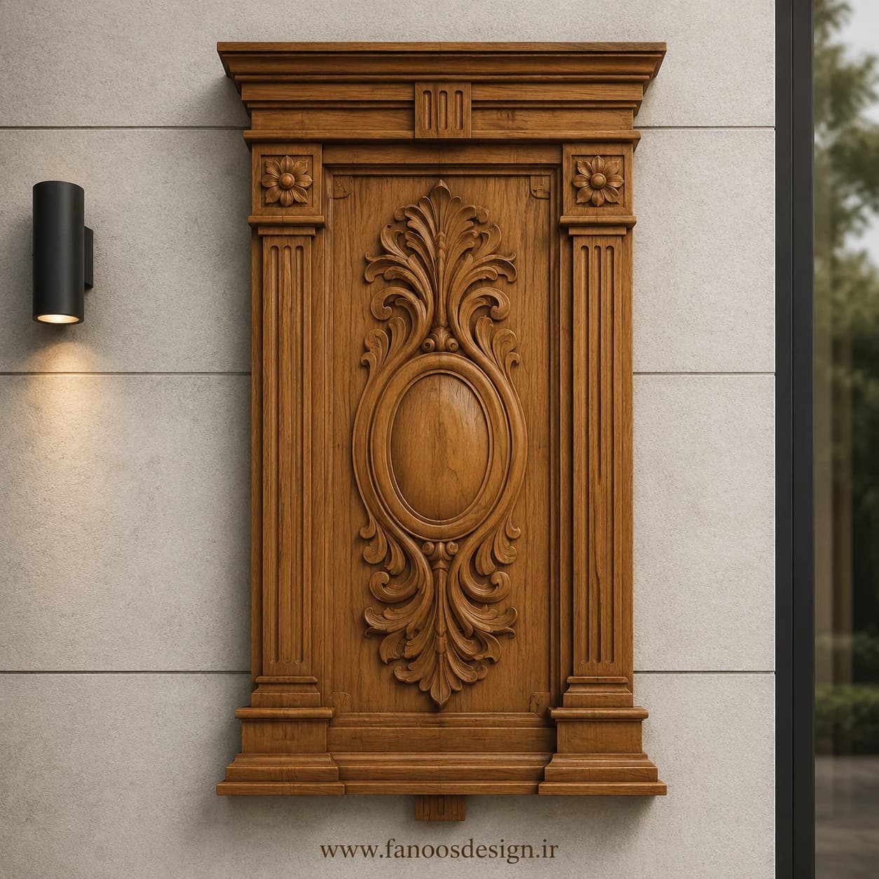 پنل نمای چوبی دکوراتیو ساختمان کلاسیک کد 30353