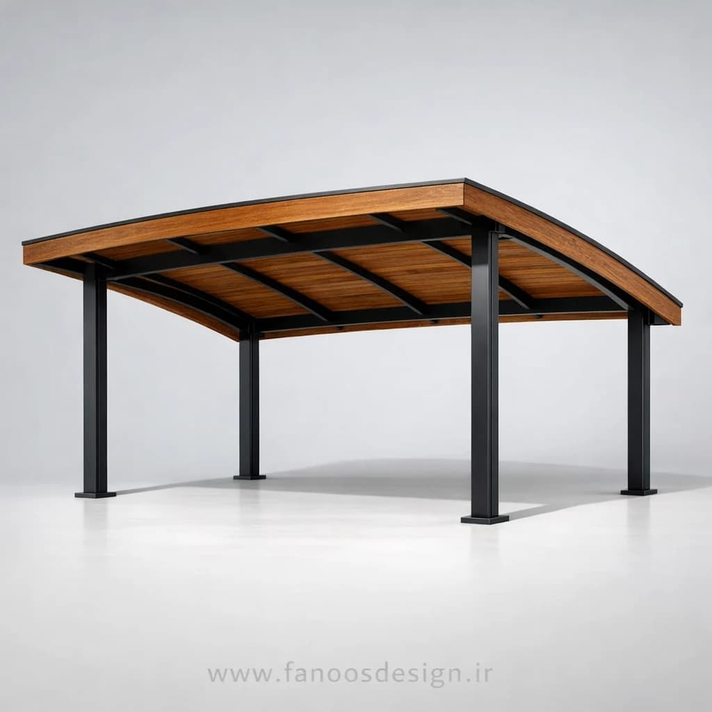 سایبان پارکینگ چوبی فلزی کلاسیک – کد 30351