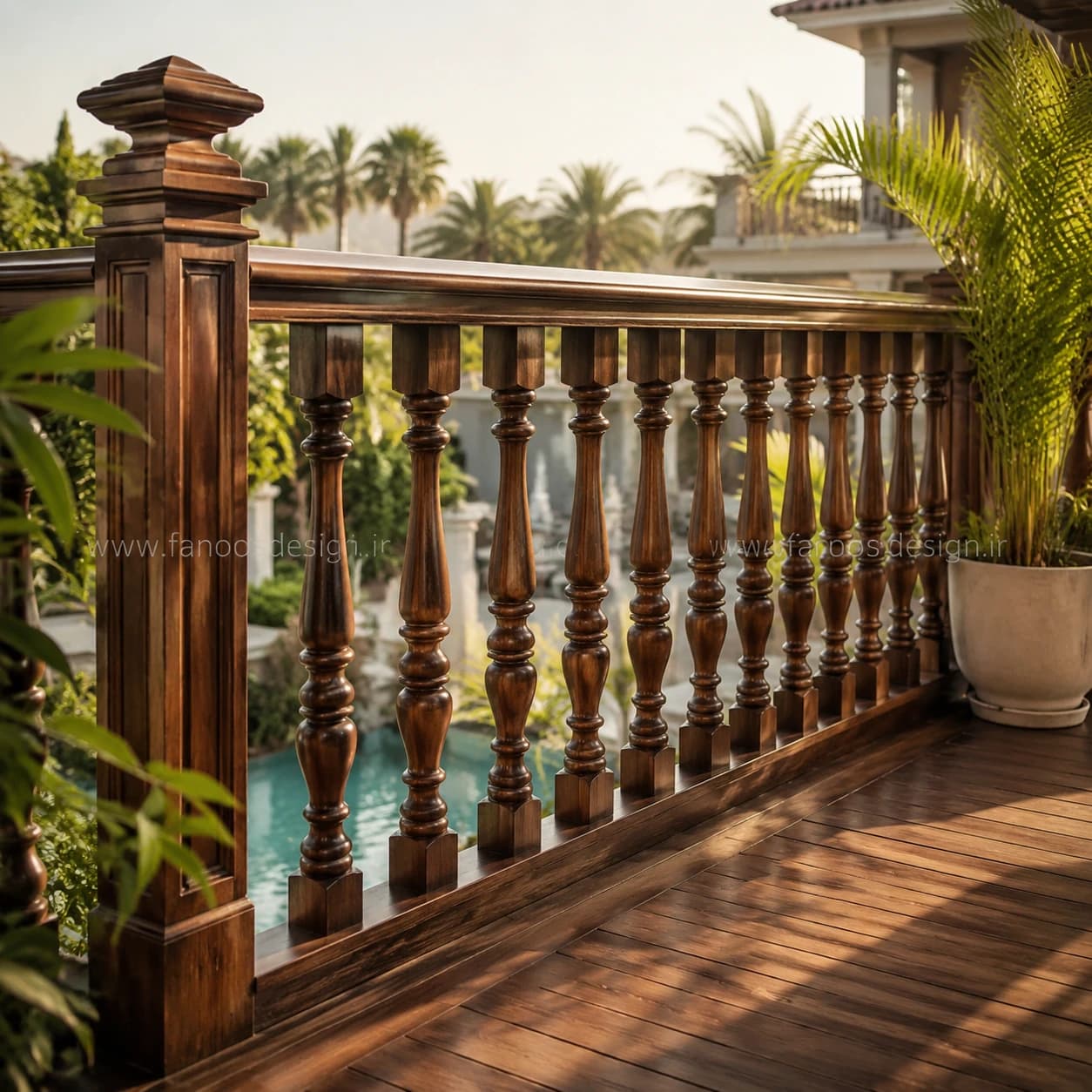 نرده بالکن چوبی کلاسیک – کد 30342