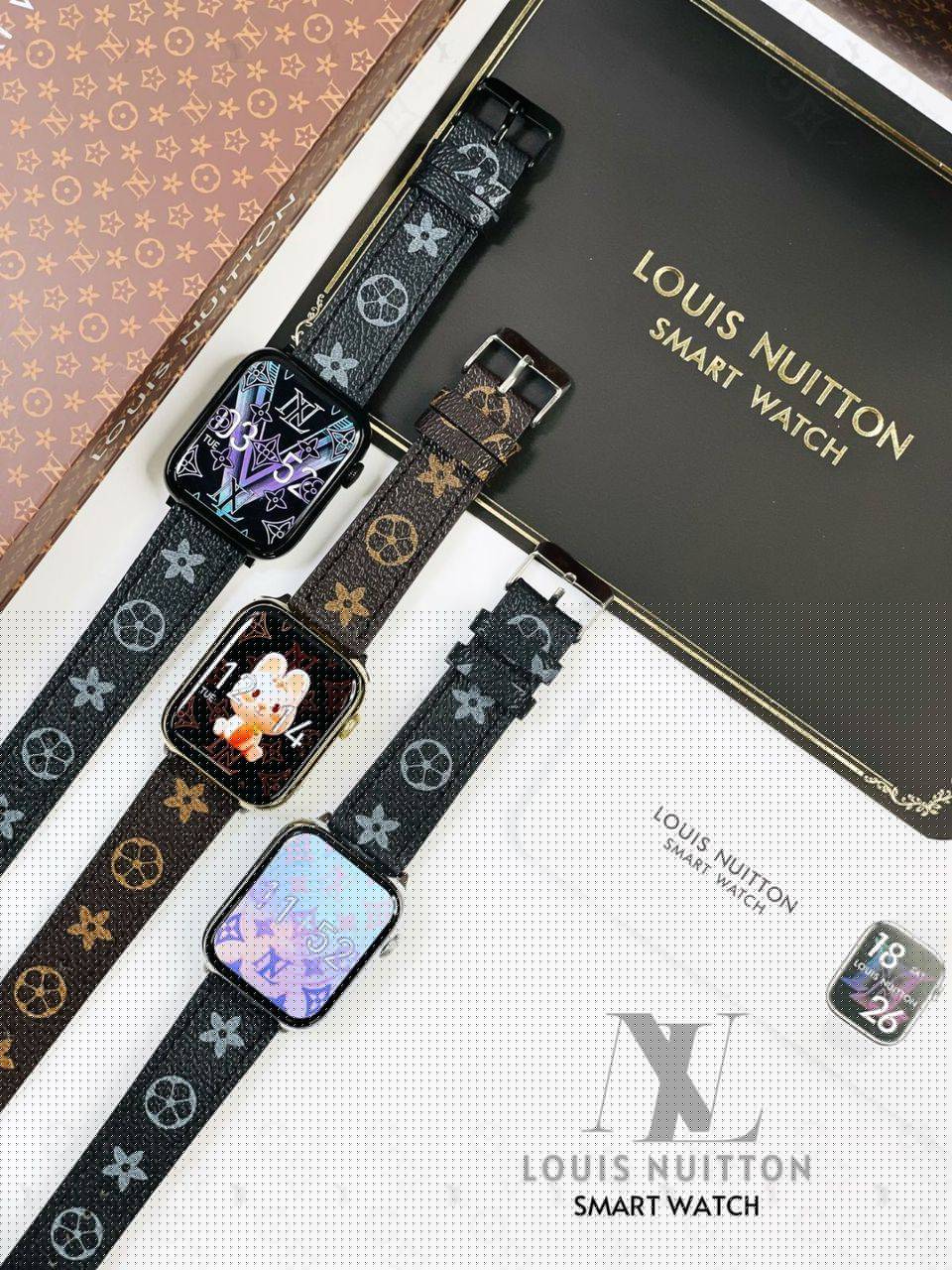 ساعت هوشند طرح اپل واچ سری 8 برند لویی ویتون (LOUISNUITTON WATCH 8 MAX) ضدآب گارانتی اسمارت رز
