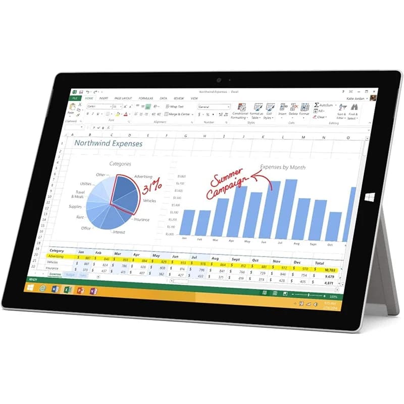 لپ تاپ استوک مایکروسافت مدل Surface Pro 3 سایز 12 اینچی پردازنده i5 رم 8GB گیگابایت 256GB گیگابایت SSD گرید ++A