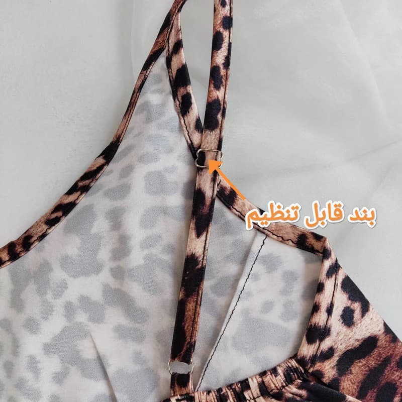 ست تاپ شلوارک ساتن طرح پلنگی کد IP32 — تصویر ۴