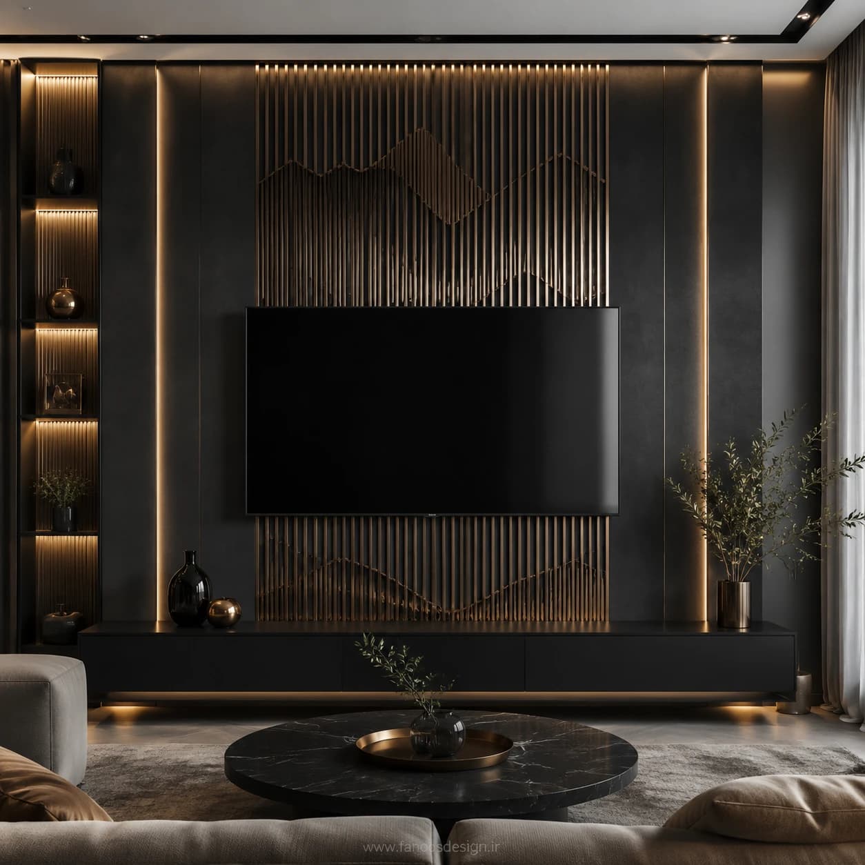 پنل TV Wall فلزی دکوراتیو – کد 30302