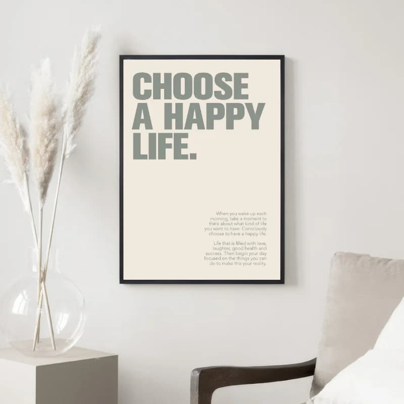 تابلو دکوراتیو نوشته Happy Life — تصویر ۲