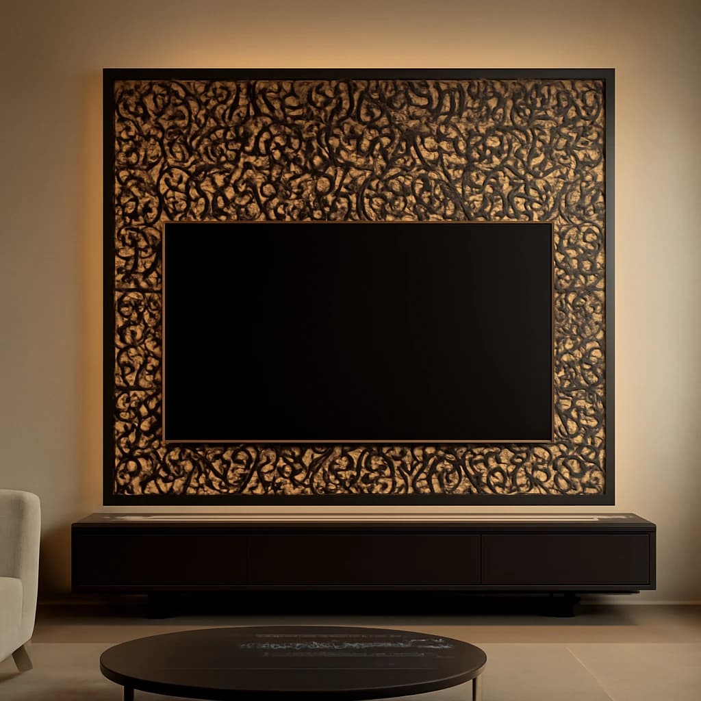 پنل TV Wall فلزی دکوراتیو | دیوار تلویزیون مدرن – کد 30248