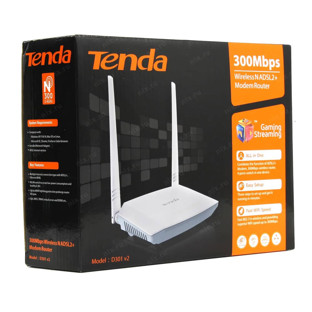 مودم Tenda 300Mbps Wireless N ADSL2+ model D301