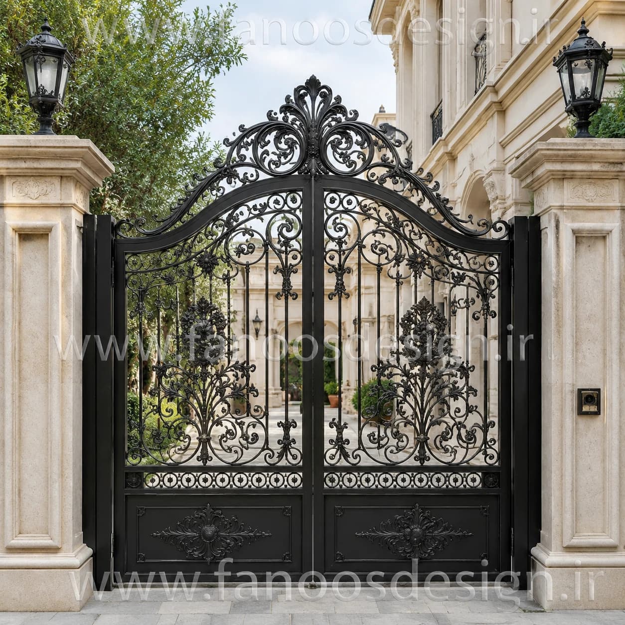 درب حیاطی فرفورژه مدل دوبل کلاسیک – کد 30211