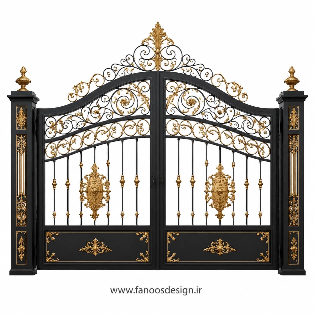 درب حیاطی کلاسیک فرفورژه مدل گلدار – کد 30210