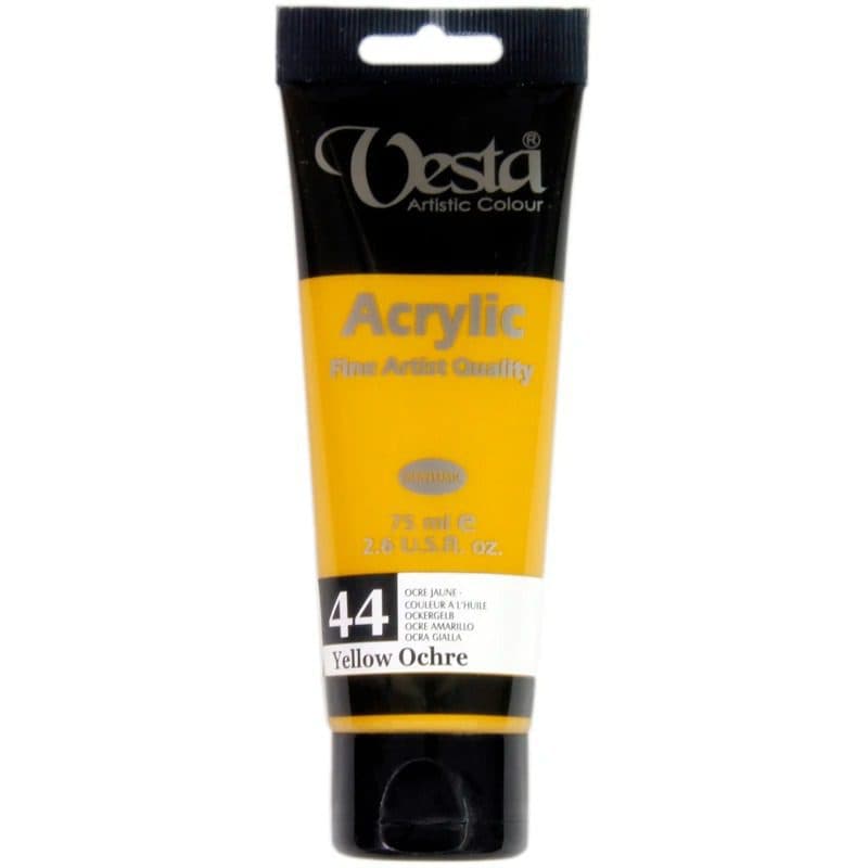 رنگ اکریلیک وستا مدل Yellow Ochre حجم 75 میلی لیتر کد 44