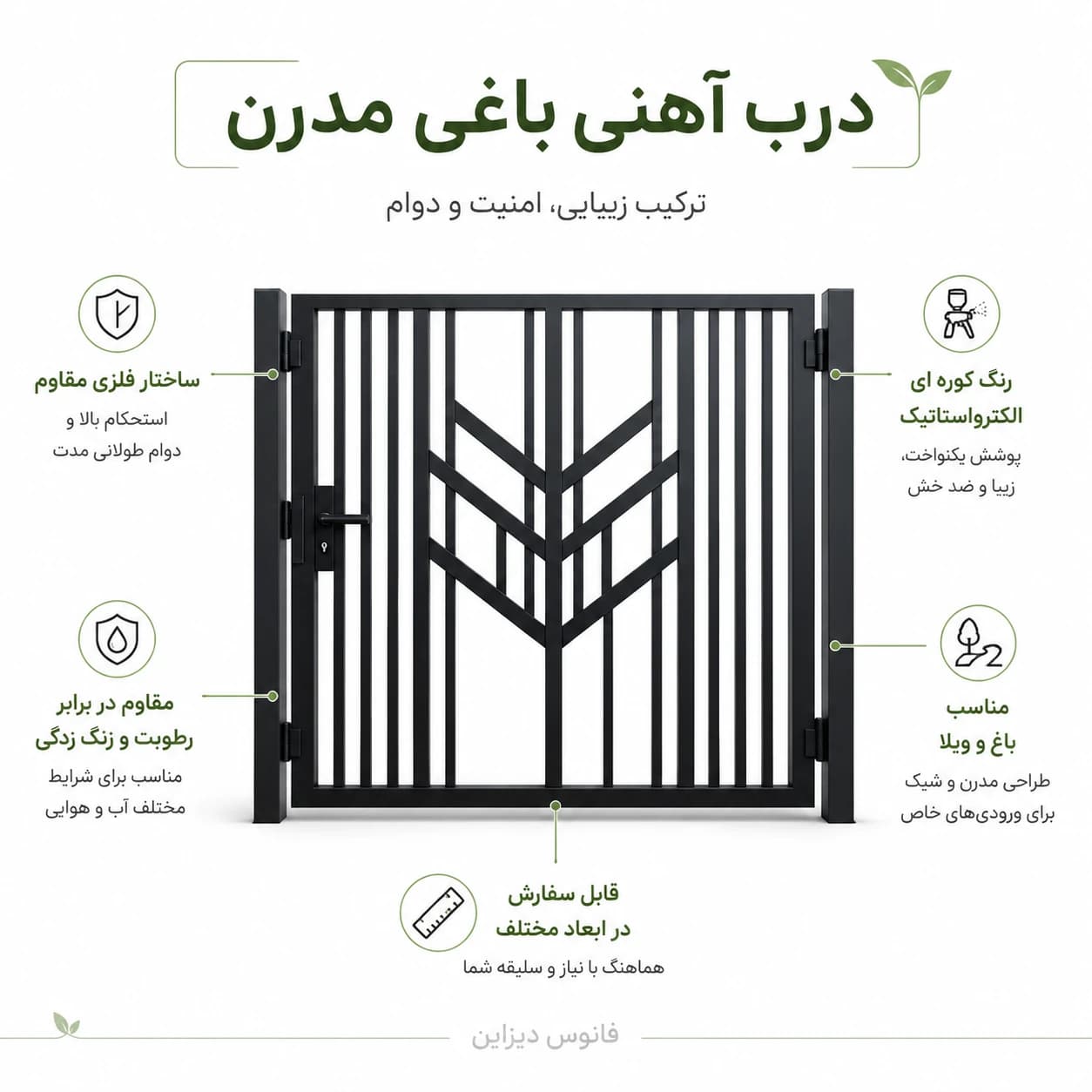 درب آهنی باغی مدرن کد 40042 — تصویر ۲