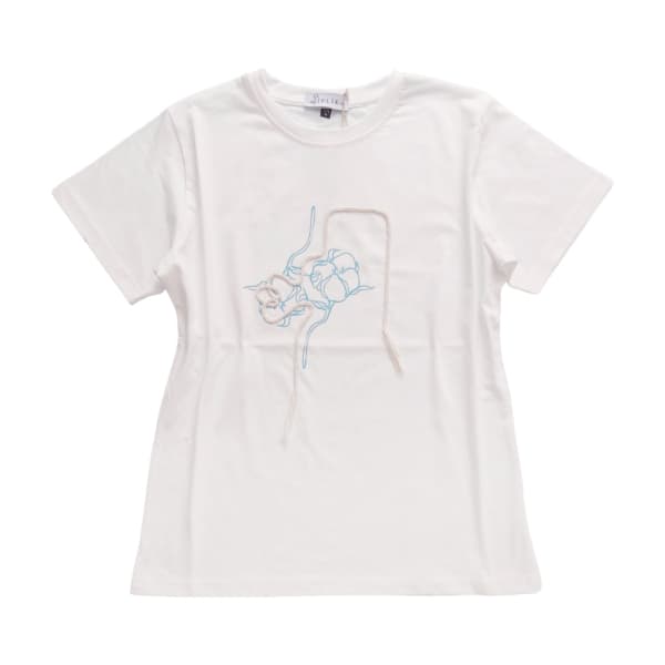 تیشرت دخترانه طرح دار قیطان دوزی سفید کد IP05.3