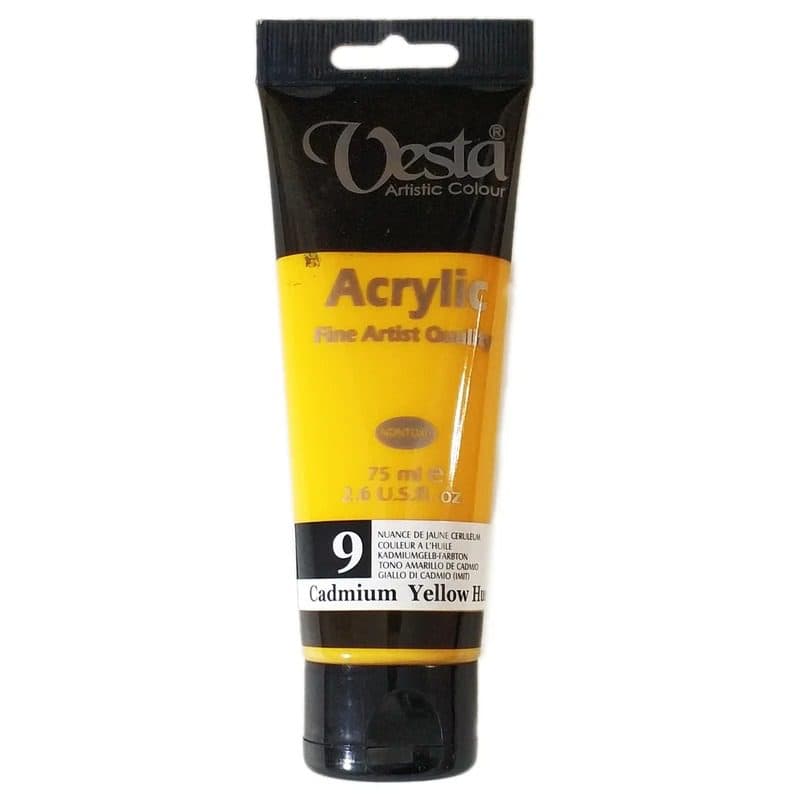 رنگ اکریلیک وستا مدل Cadmium Yellow Hue حجم 75 میلی لیتر کد 9