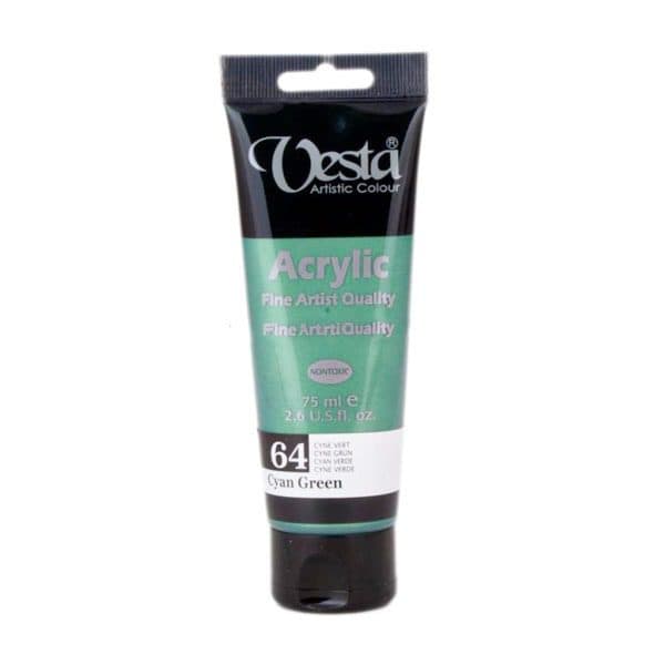 رنگ اکریلیک وستا مدل Cyan Green حجم 75 میلی لیتر کد 64