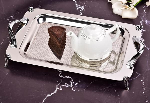 سینی براق استیل پایه دار بزرگ یونیک کد UN-4031