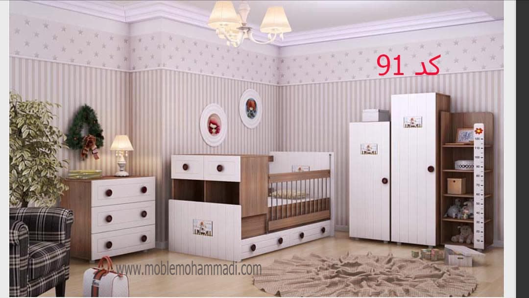 سرویس خواب دو منظوره کودک و نوجوان شامل تخت دومنظوره/کمد دو تیکه/دراور/دکور کد 91