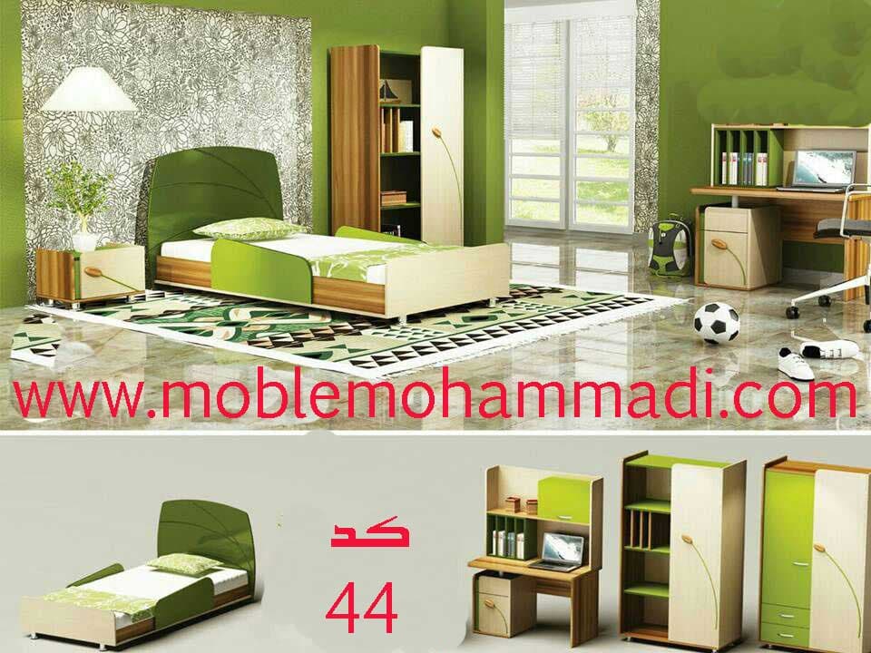 سرویس خواب نوجوان و جوان کد ۴۴ شامل تخت/کمد/میزتحریر/پاتختی